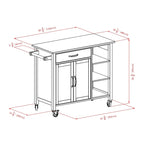 Mabel Utility Kitchen Cart, Walnut and Natural - 42.72 x 18.9 x 35.43 inches