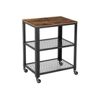 30.6H Serving Cart with 4 Casters and Adjustable Feet, Steel Frame Ideal for Kitchen or Any Room Use - 15.7D x 23.6W x 30.6H