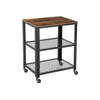 30.6H Serving Cart with 4 Casters and Adjustable Feet, Steel Frame Ideal for Kitchen or Any Room Use - 15.7D x 23.6W x 30.6H