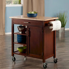 Marissa Kitchen Cart, Walnut - 36.18 x 18.5 x 34.61 inches
