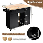 Drop-Leaf Kitchen Island with Rubber Wood Top - 49 x 30 x 36(L x W x H)