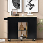 Drop-Leaf Kitchen Island with Rubber Wood Top - 49 x 30 x 36(L x W x H)