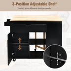 Drop-Leaf Kitchen Island with Rubber Wood Top - 49 x 30 x 36(L x W x H)