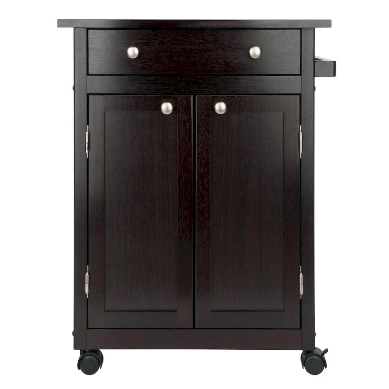Savannah Utility Kitchen Cart, Espresso - 26.89 x 17.72 x 34.02 inches