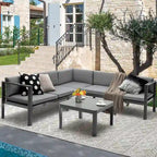 Costway 3PCS Patio Furniture Set Aluminum Lounge Adjust Back Recliner - See Details