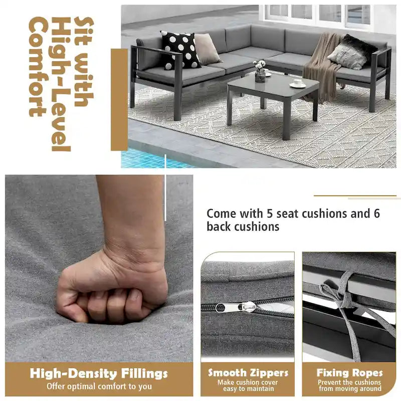 Costway 3PCS Patio Furniture Set Aluminum Lounge Adjust Back Recliner - See Details