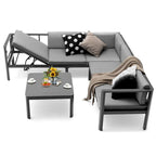 Costway 3PCS Patio Furniture Set Aluminum Lounge Adjust Back Recliner - See Details