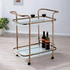 Tiana Contemporary Serving Cart In Champagne Finish - 32.5 H x 27 W x 16.5 L Inches