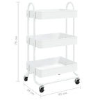 vidaXL Trolley 3-Tier Kitchen Trolley Kitchen Island Storage Utility Cart - 16.9 x 13.4 x 31.1