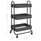 vidaXL Trolley 3-Tier Kitchen Trolley Kitchen Island Storage Utility Cart - 16.9 x 13.4 x 31.1