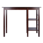 Egan Breakfast Kitchen Island with Shelves, Walnut - 45W x 19.7D x 36.2H