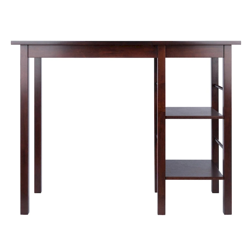 Egan Breakfast Kitchen Island with Shelves, Walnut - 45W x 19.7D x 36.2H