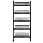 5 Tier Storage Rack Trolley Cart With Four 360 Degree Swivel Wheels - 17.5 x 10.5 x 41 (L x W x H)