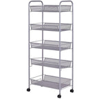 5 Tier Storage Rack Trolley Cart With Four 360 Degree Swivel Wheels - 17.5 x 10.5 x 41 (L x W x H)