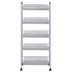 5 Tier Storage Rack Trolley Cart With Four 360 Degree Swivel Wheels - 17.5 x 10.5 x 41 (L x W x H)
