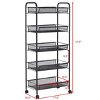 5 Tier Storage Rack Trolley Cart With Four 360 Degree Swivel Wheels - 17.5 x 10.5 x 41 (L x W x H)