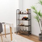 Foldable Rolling Cart with Storage Shelves for Kitchen-4-Tier - 26 x 16 x 52(L x W x H)