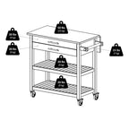 Langdon Kitchen Cart, Drop Leaf, Cappuccino and Natural - 36.57 x 26.42 x 34.45 inches