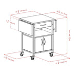 Rachael Kitchen Cart, Drop Leaf, Natural - 43.27 x 20.16 x 33.27 inches