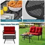 Gymax 2PCS Patio Loveseat & Table Set Conversation Sofa Set w/ Red