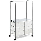 Costway 6 Drawer Rolling Storage Cart w/Hanging Bar Office School - 25 x 14.5 x 44