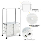 Costway 6 Drawer Rolling Storage Cart w/Hanging Bar Office School - 25 x 14.5 x 44