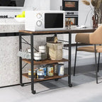 3-Tier Kitchen Baker's Rack Microwave Oven Storage Cart with Hooks - 23.5 x 16 x 29 (L x W x H)