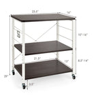 3-Tier Kitchen Baker's Rack Microwave Oven Storage Cart with Hooks - 23.5 x 16 x 29 (L x W x H)