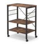 3-Tier Kitchen Baker's Rack Microwave Oven Storage Cart with Hooks - 23.5 x 16 x 29 (L x W x H)