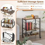 3-Tier Kitchen Baker's Rack Microwave Oven Storage Cart with Hooks - 23.5 x 16 x 29 (L x W x H)