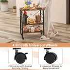 3-Tier Kitchen Baker's Rack Microwave Oven Storage Cart with Hooks - 23.5 x 16 x 29 (L x W x H)