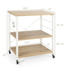 3-Tier Kitchen Baker's Rack Microwave Oven Storage Cart with Hooks - 23.5 x 16 x 29 (L x W x H)