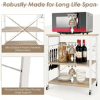 3-Tier Kitchen Baker's Rack Microwave Oven Storage Cart with Hooks - 23.5 x 16 x 29 (L x W x H)