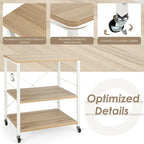 3-Tier Kitchen Baker's Rack Microwave Oven Storage Cart with Hooks - 23.5 x 16 x 29 (L x W x H)