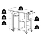 Douglas Utility Kitchen Cart, Natural - 42.52 x 18.98 x 35.63 inches