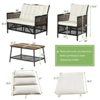 Costway 8PCS Patio Rattan Furniture Set Cushioned Chairs Wood Table - See Details