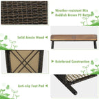 Costway 8PCS Patio Rattan Furniture Set Cushioned Chairs Wood Table - See Details