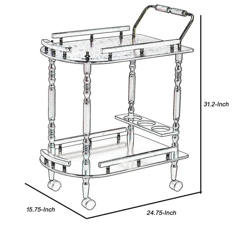 2-Tier Serving Cart, Brown - 31.25 H x 24.75 W x 15.75 L Inches