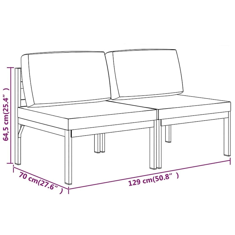 vidaXL Patio Sofa with Cushions Aluminum Anthracite