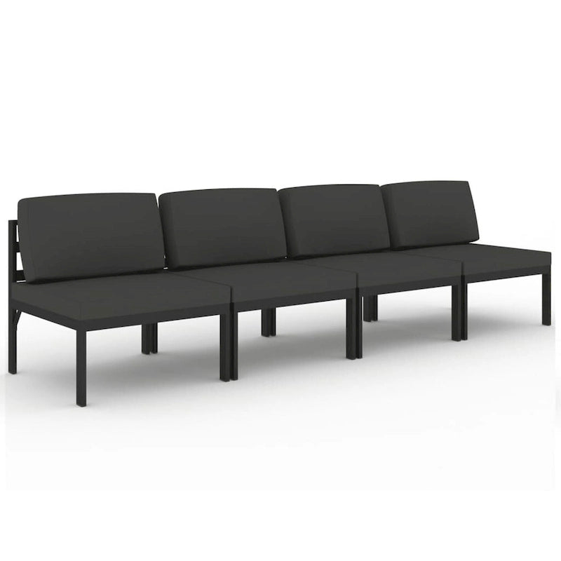 vidaXL Patio Sofa with Cushions Aluminum Anthracite