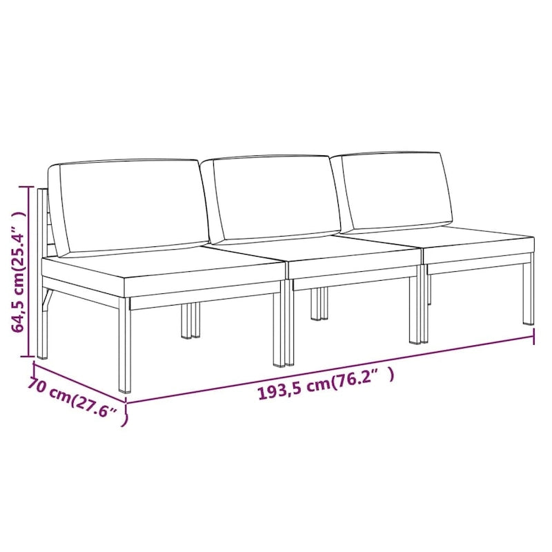 vidaXL Patio Sofa with Cushions Aluminum Anthracite