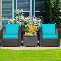 3 Pieces Patio wicker Furniture Set with Cushion - 28.5 x 27.5 x 27 (L x W x H)