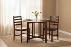 3-Pc Drop Leaf Table with Ladder-back Chairs, Walnut