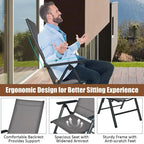 Costway 4PCS Patio Folding Dining Chairs Aluminium Adjustable Back - See details