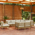 vidaXL Solid Pinewood Patio Lounge Set 10 Piece with Cushions Multi Colors - 25 x 25 x 24.6