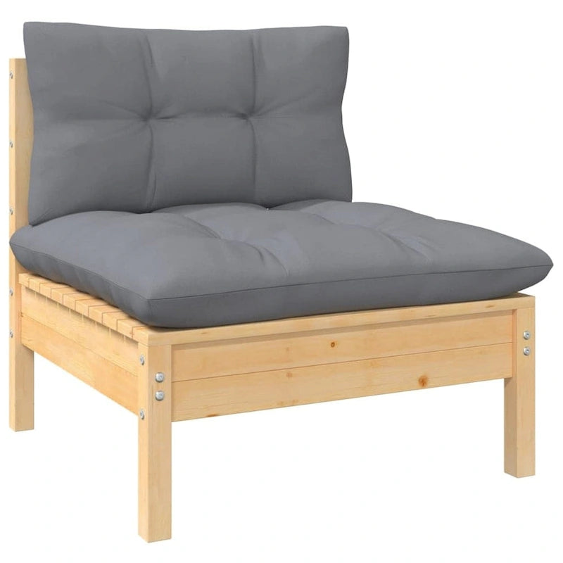 vidaXL Solid Pinewood Patio Lounge Set 10 Piece with Cushions Multi Colors - 25 x 25 x 24.6