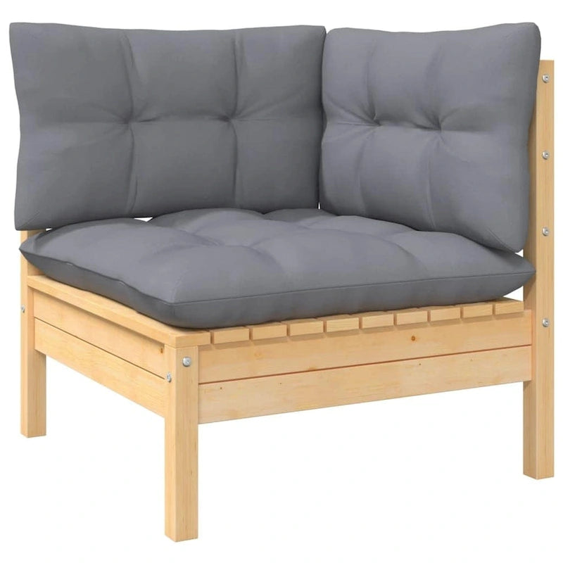 vidaXL Solid Pinewood Patio Lounge Set 10 Piece with Cushions Multi Colors - 25 x 25 x 24.6