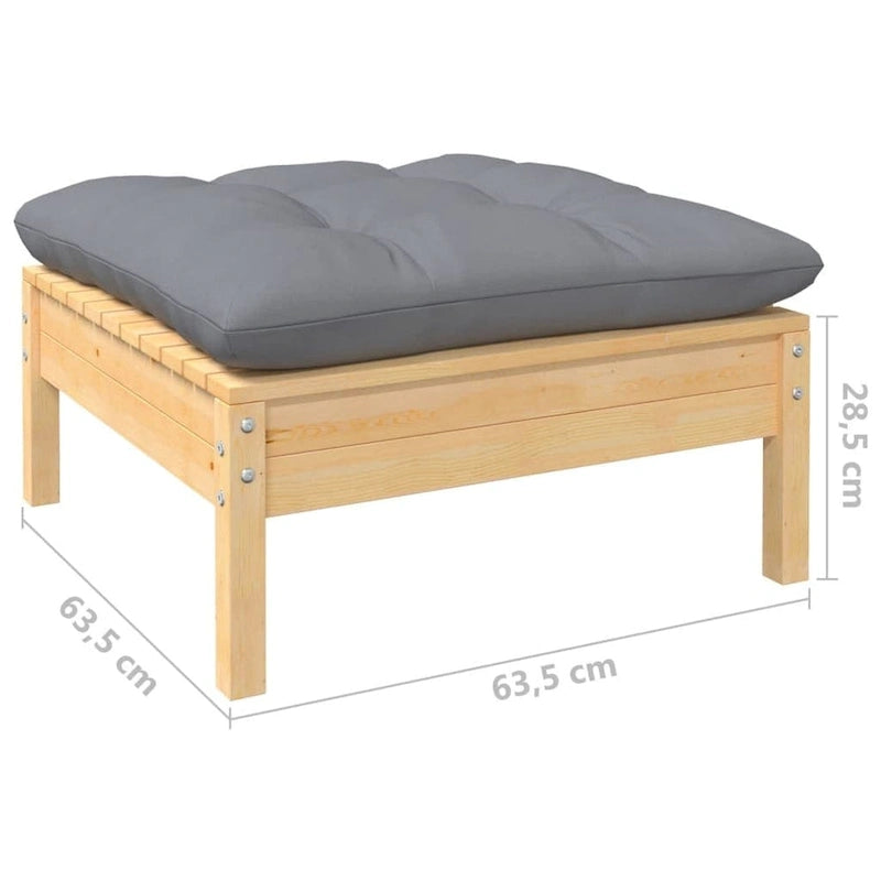 vidaXL Solid Pinewood Patio Lounge Set 10 Piece with Cushions Multi Colors - 25 x 25 x 24.6