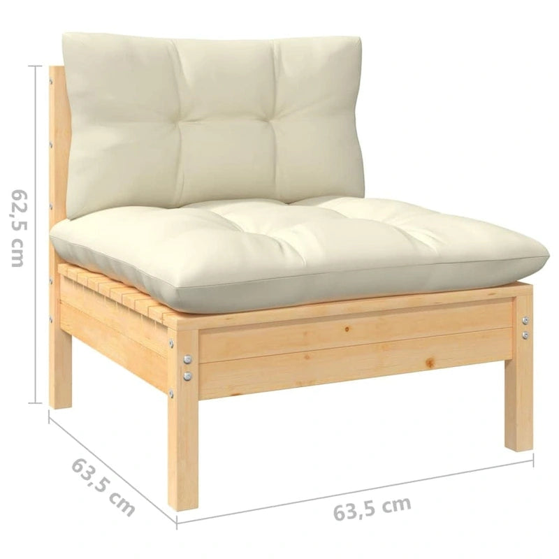 vidaXL Solid Pinewood Patio Lounge Set 10 Piece with Cushions Multi Colors - 25 x 25 x 24.6