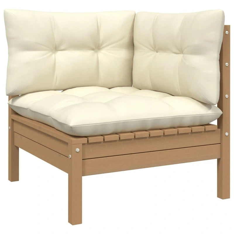 vidaXL Solid Pinewood Patio Lounge Set 10 Piece with Cushions Multi Colors - 25 x 25 x 24.6
